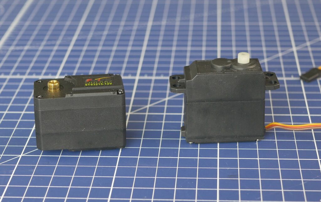 STS3215 Digital Bus Servo size comparison to a standard RC servo